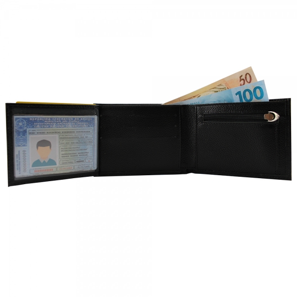 Carteira de Couro Fasolo Capretto com Elástico H074-143 - Preto