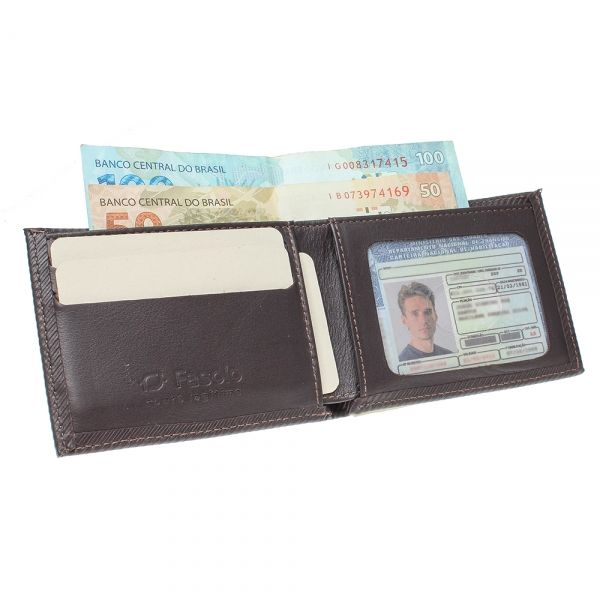 Carteira de Couro Masculina Soft Risque k718-037 - Chocolate