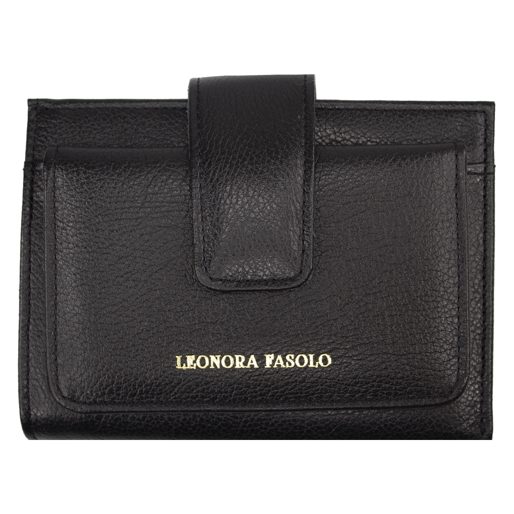 CARTEIRA DE COURO LEONORA FASOLO M140-143 - PRETO