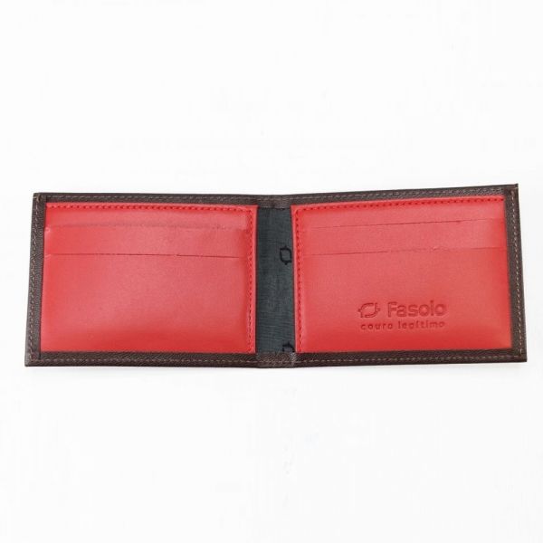 Carteira de Couro Fasolo Veneza e Soft Anil K810 247 - CaféVermelho