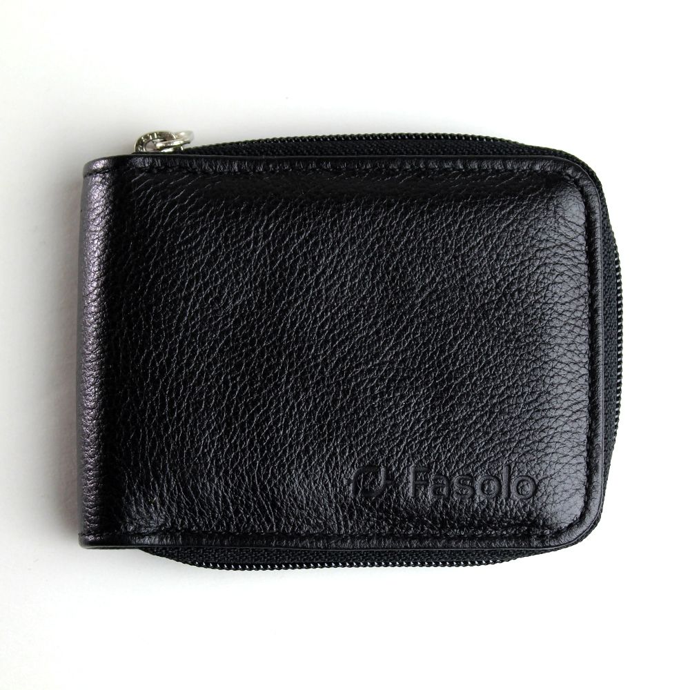 Carteira de Couro Fasolo com Zíper - K797-143 - Preto