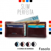 Carteira de Couro Fasolo Borda Personalizada K752-042 - Preto