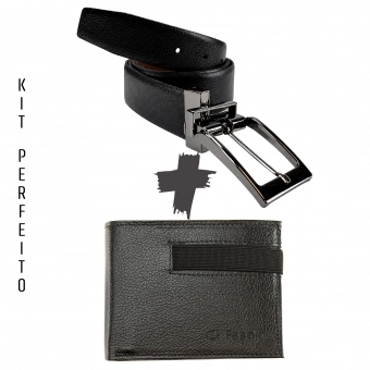 KIT MASCULINO CARTEIRA + CINTO DUPLA FACE AJUSTÁVEL