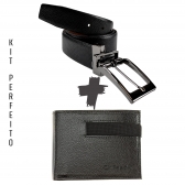 KIT MASCULINO CARTEIRA + CINTO DUPLA FACE AJUSTÁVEL