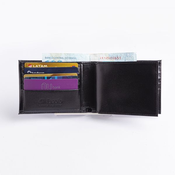 Carteira de Couro Masculina - K637-042 - Preto
