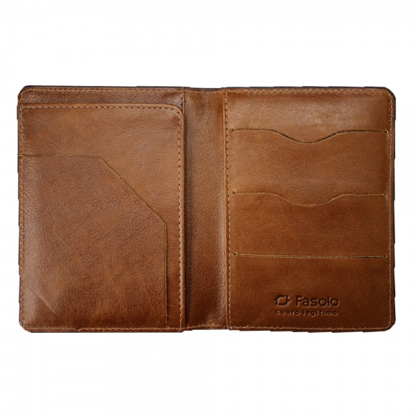 Porta Passaporte 100% Couro Fasolo U667-340 - Whisky
