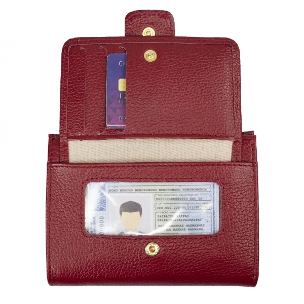 CARTEIRA DE COURO LEONORA FASOLO M140-143 - VERMELHO