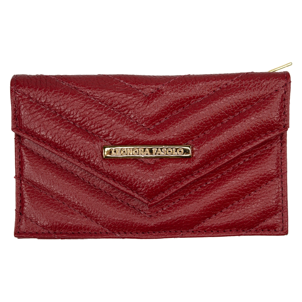 CARTEIRA DE COURO LEONORA FASOLO M373-143 - VERMELHO