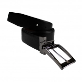CINTO  DE COURO REVERSÍVEL DUPLA FACE FASOLO G396-161 - PRETO / CAFÉ