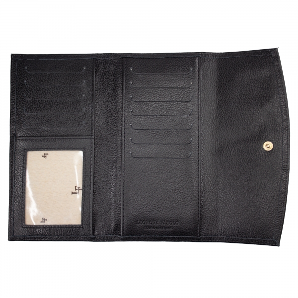 CARTEIRA DE COURO LEONORA FASOLO M377-143 - PRETO