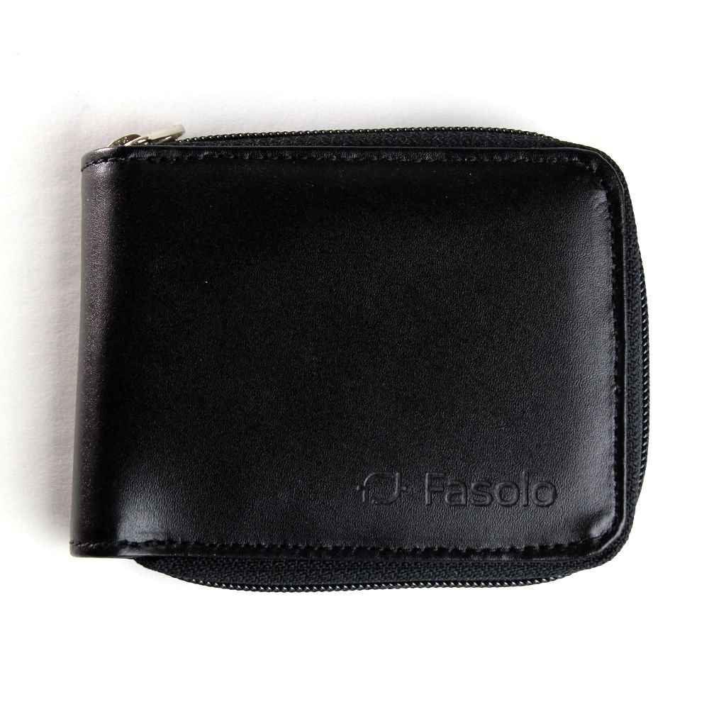 Carteira de Couro Fasolo com Zíper - K797-042 - Preto