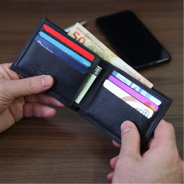 Carteira de Couro Masculina Vintage Moto - K737-222 - Chumbo