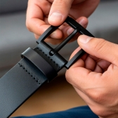 CINTO ANTIALERGICO E ANTIDETECTOR DE METAIS EM COURO FASOLO - Preto