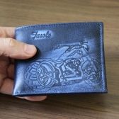 Carteira de Couro Masculina Vintage Motorcycle - K784-222 - Anil