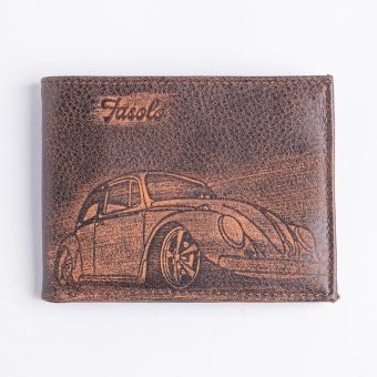 Carteira de Couro Masculina Vintage Fusca
