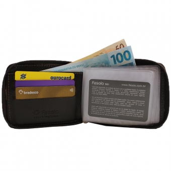Carteira de Couro Fasolo Com Zíper Capretto H014-143