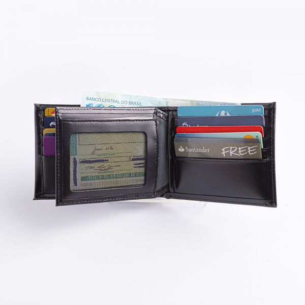 Carteira de Couro Masculina - K637-042 - Preto