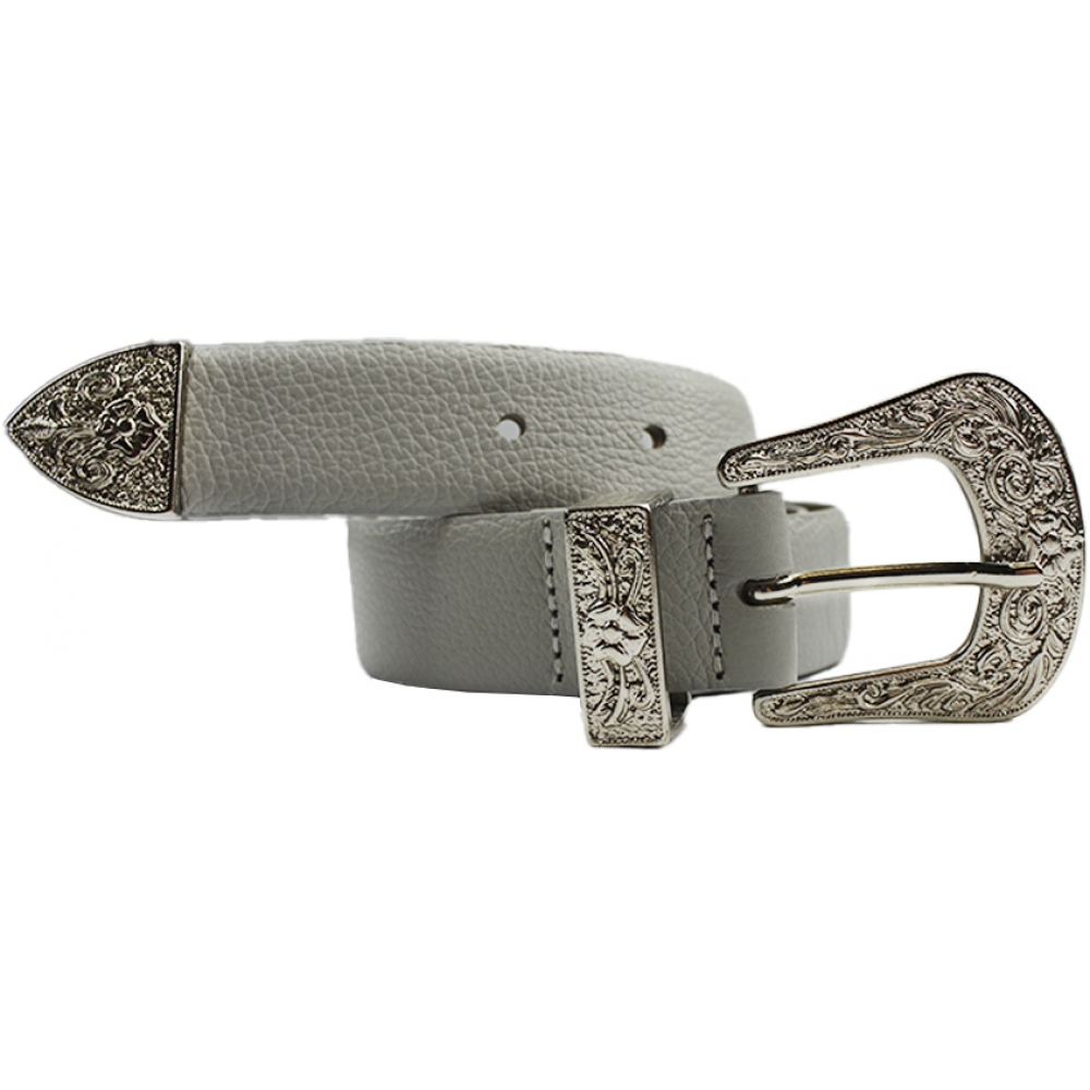 CINTO DE COURO FLOTER LEONORA FASOLO N435/441 - CINZA CLARO