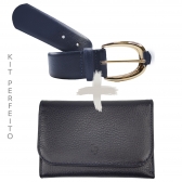 KIT FEMININO CINTO + CARTEIRA  AZUL