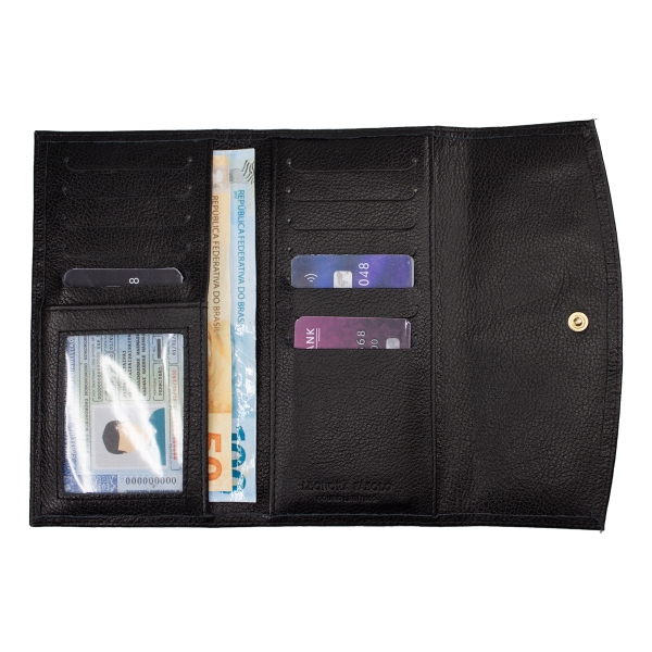 CARTEIRA DE COURO LEONORA FASOLO M377-143 - PRETO