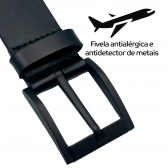 CINTO ANTIALÉRGICO E ANTIDETECTOR DE METAIS EM COURO F929-042 - Preto