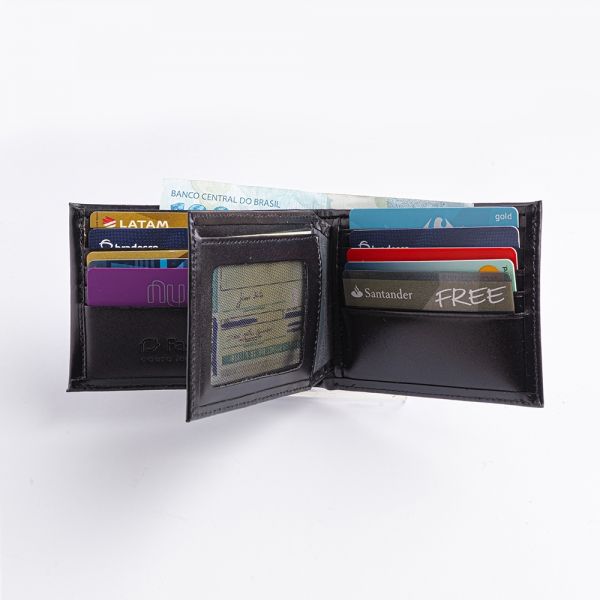 Carteira de Couro Masculina - K637-042 - Preto