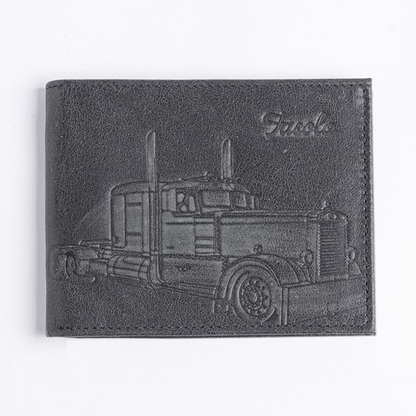 Carteira de Couro Fasolo Vintage Truck k756-222 - Chumbo