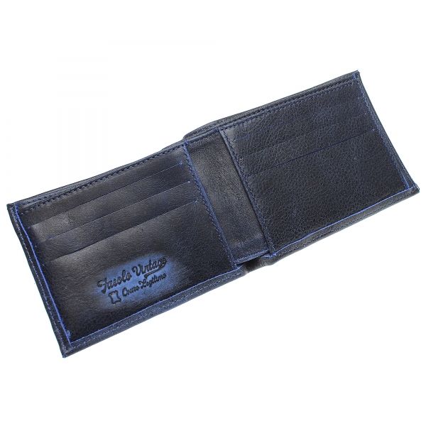 Carteira de Couro Masculina Vintage Pick-Up - K738-222 - Anil