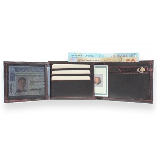 Carteira de Couro Fasolo Vintage Airplane k755-222 - Vermelho