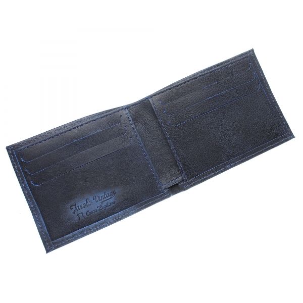 Carteira de Couro Masculina Vintage Moto - K737-222 - Anil