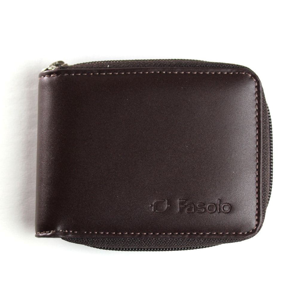 Carteira de Couro Fasolo com Zíper - K797-042 - Café
