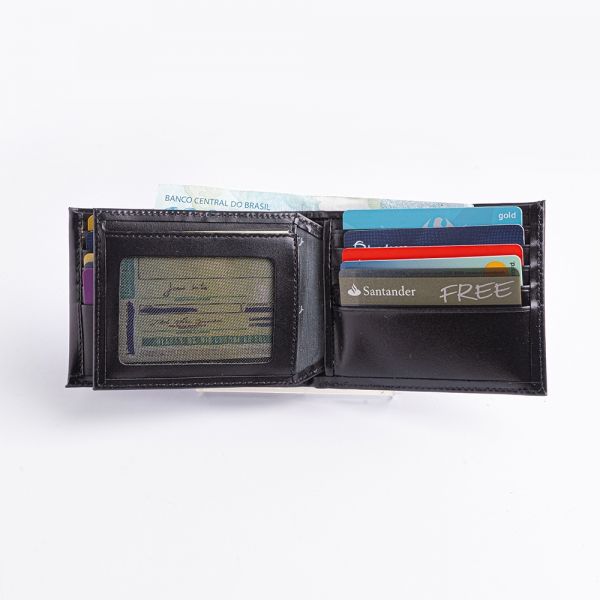 Carteira de Couro Masculina - K637-042 - Preto