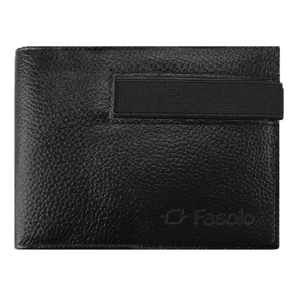 Carteira de Couro Fasolo Capretto com Elástico H074-143 - Preto